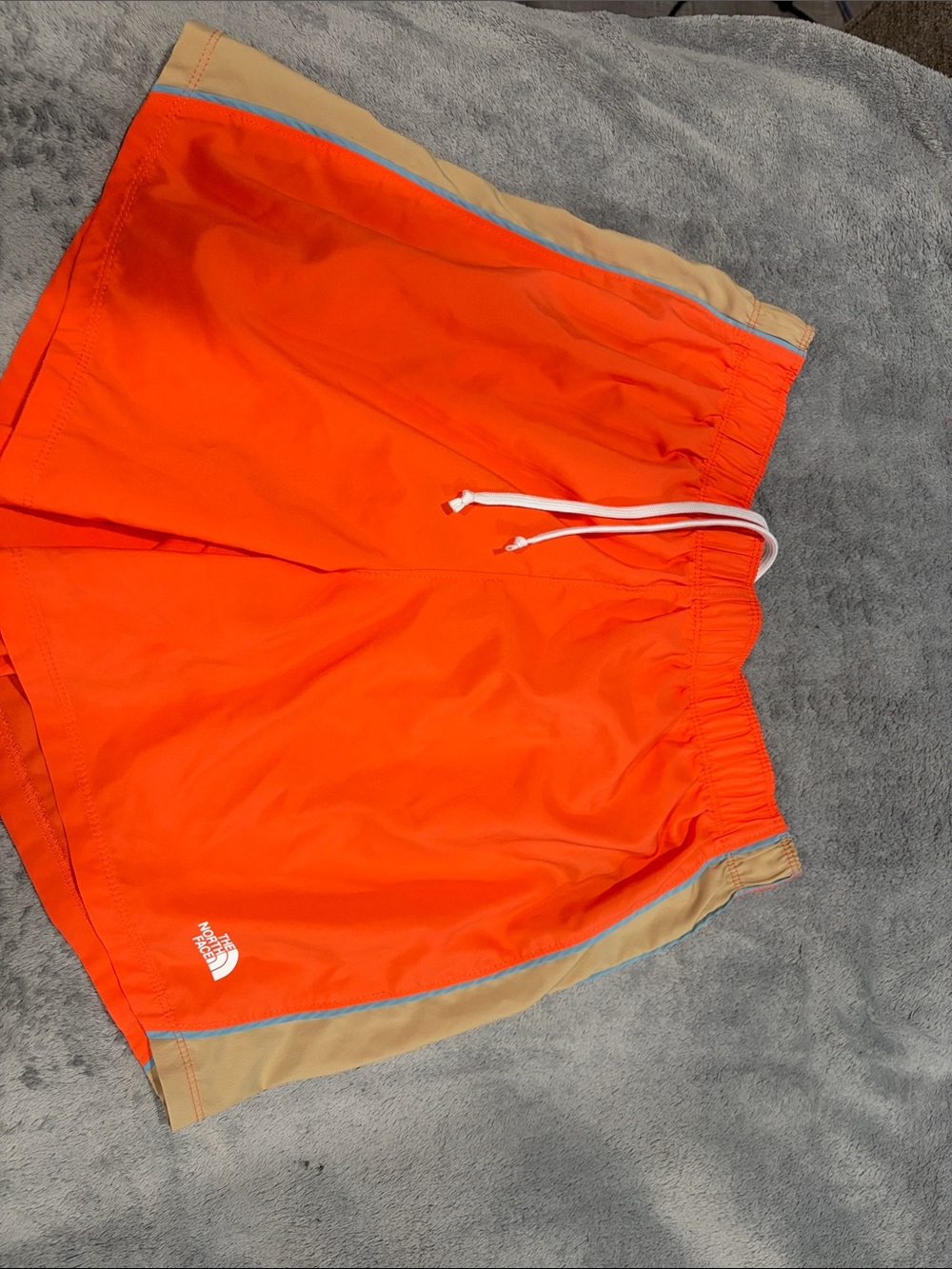 The North Face Orange Athletic Lined Shorts with Tan Trim
